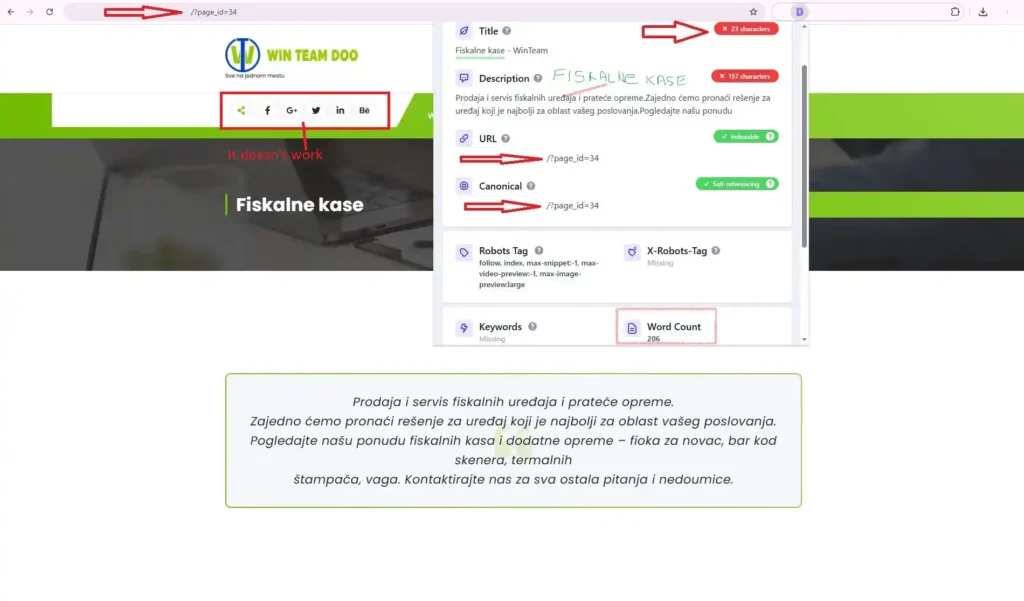 before redesign winteam doo website